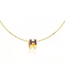 Hermes Cage d'H Necklace Purple in Lacquer Yellow Gold